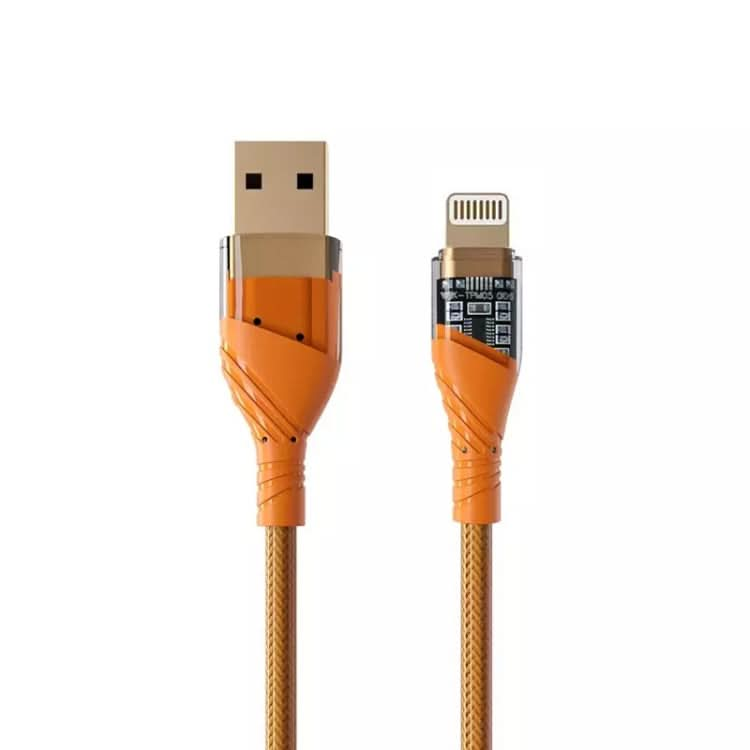 2.4A USB to 8 Pin Transparent Fast Charging Data Cable, Length: 1m