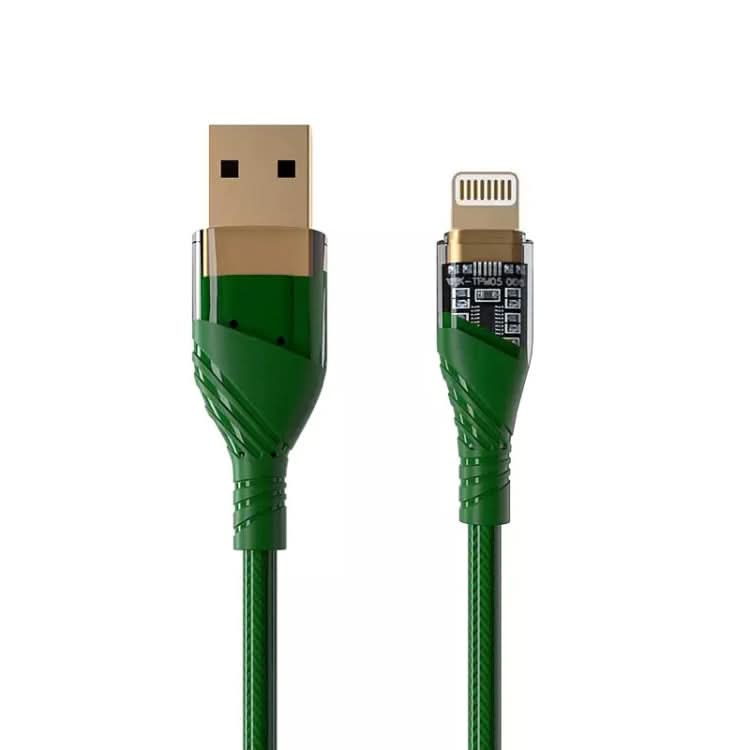 2.4A USB to 8 Pin Transparent Fast Charging Data Cable, Length: 1m