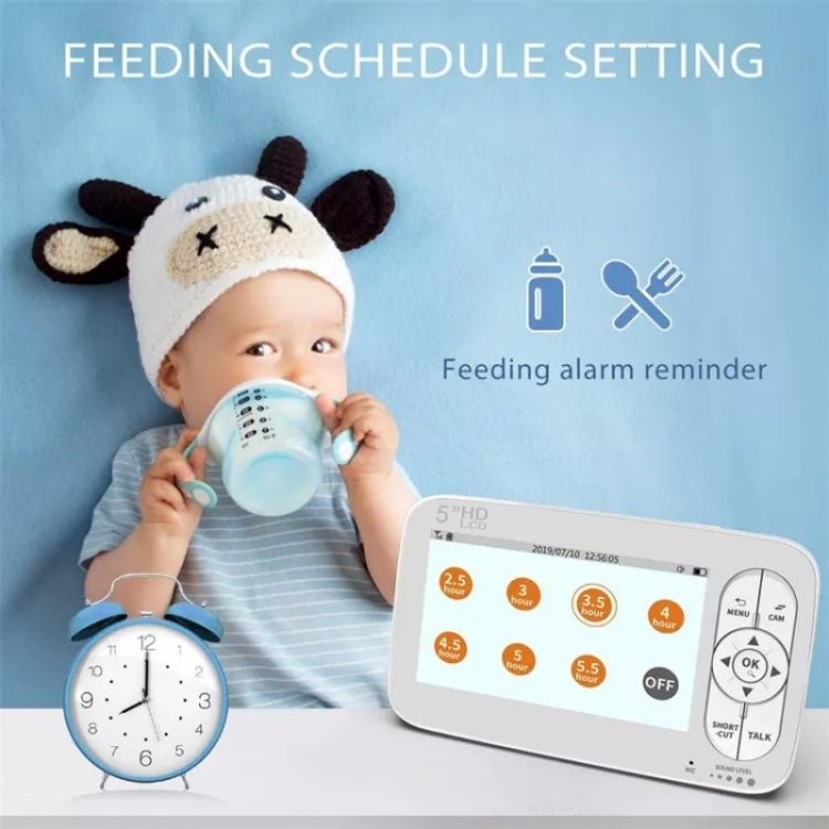 DY55A Built-in Lullabies Video Babyphone 5 inch Screen Digital Wireless Baby Monitor Camera