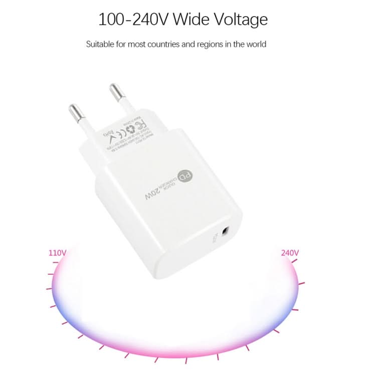 PD11 Mini Single Port PD3.0 USB-C / Type-C 20W Fast Charger for iPhone / iPad Series, EU Plug