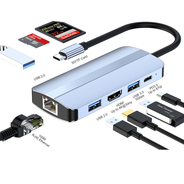 JUNSUNMAY 8 in 1 Type-C to 4K HDMI + RJ45 Ethernet Hub Docking Station Adapter My Store