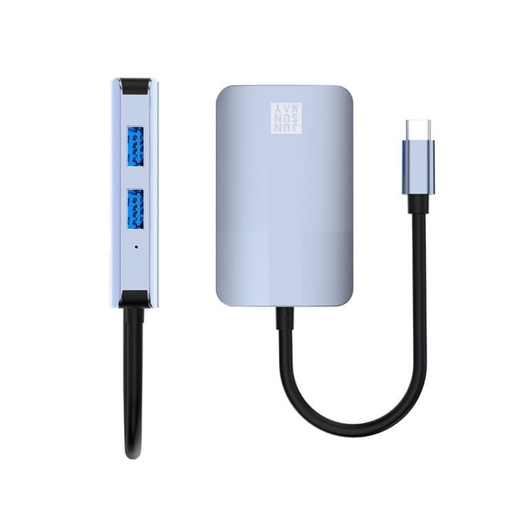 JUNSUNMAY 5 in 1 Type-c to RJ45 Ethernet + SD/TF Card Reader Multifunctional USB-C Hub