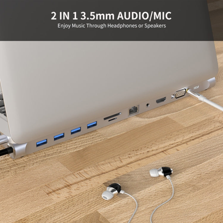 JUNSUNMAY 11 in 1 Multifunctional USB C Hub Docking Station Adapter SD/TF Card Reader My Store