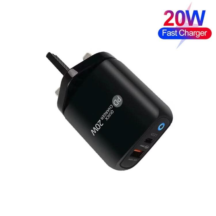 PD04 PD20W + QC18W Mobile Phone Charger with LED Indicator, UK Plug