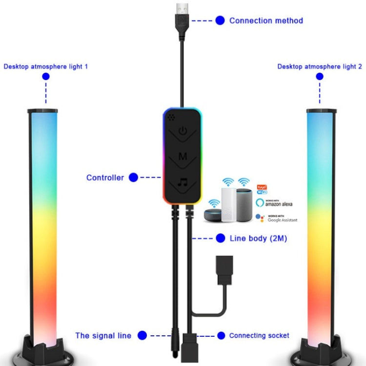 SAL043 2pcs Wifi RGB Rhythm Voice Music Desktop Atmosphere LED Table Lamp