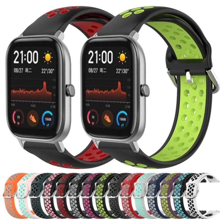 20mm Perforated Breathable Sports Silicone Watch Band, Series 2