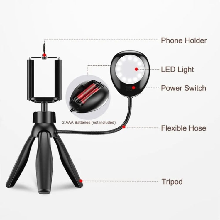 XWJ-S1 Desktop Cell Phone Holder Tripod with LED Lights Reluova