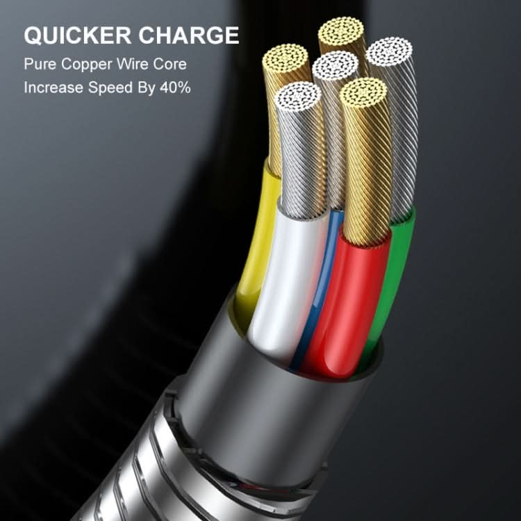 ENKAY ENK-CB128 PD 27W Type-C to 8 Pin Carbon Steel Hose Spring Fast Charging Data Cable