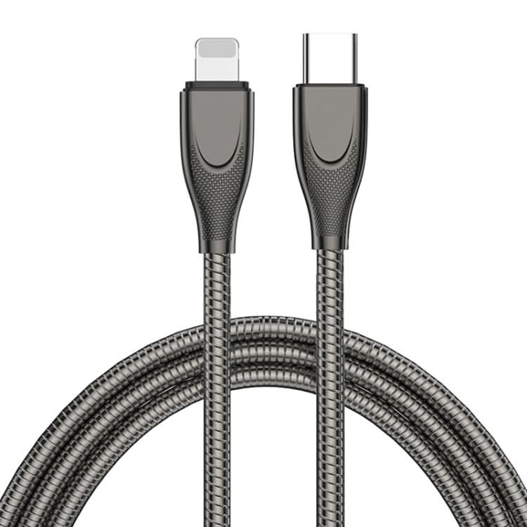 ENKAY ENK-CB128 PD 27W Type-C to 8 Pin Carbon Steel Hose Spring Fast Charging Data Cable