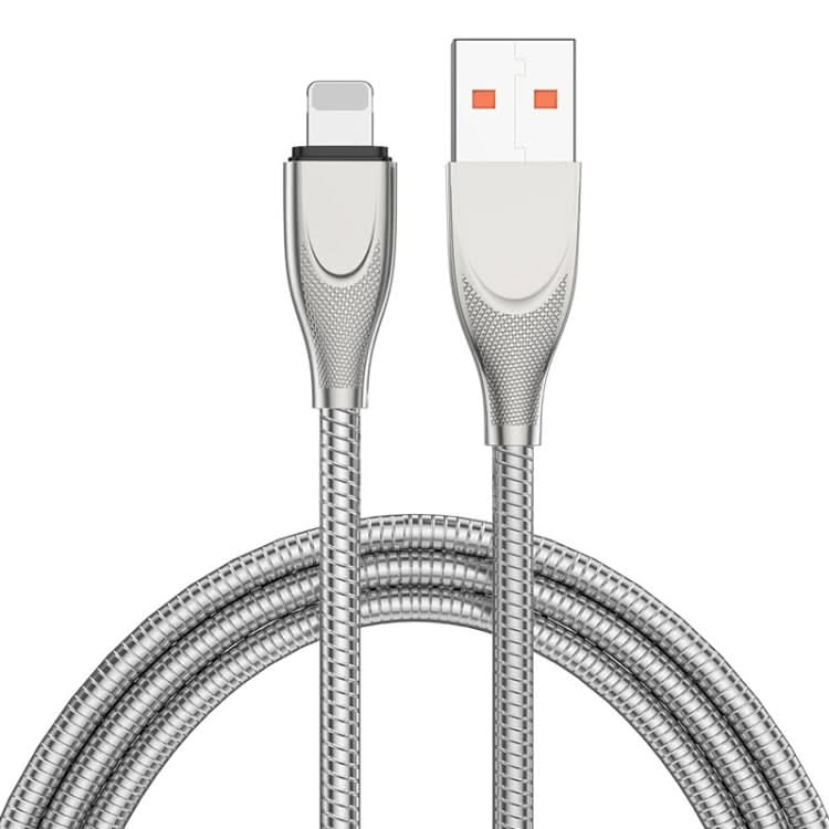 ENKAY ENK-CB131 USB to 8 Pin Carbon Steel Hose Spring 2.4A Fast Charging Data Cable