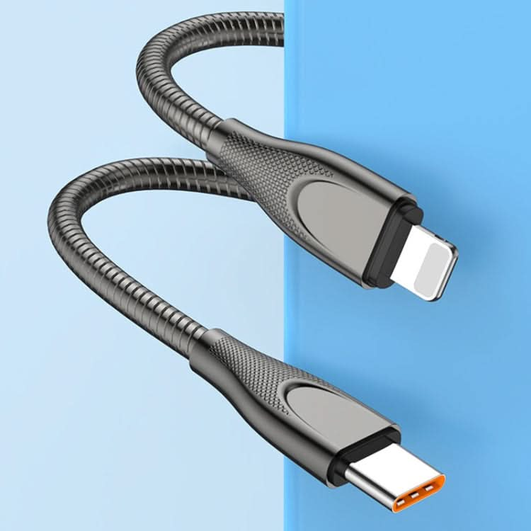 ENKAY ENK-CB131 USB to 8 Pin Carbon Steel Hose Spring 2.4A Fast Charging Data Cable