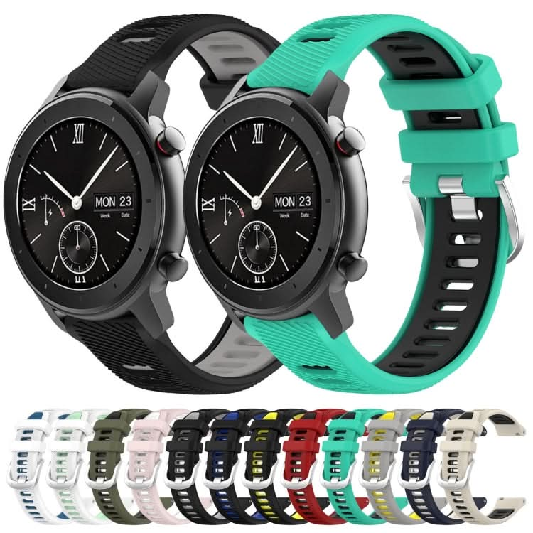 22mm Cross Texture Two Color Silicone Steel Buckle Watch Band, Series 3