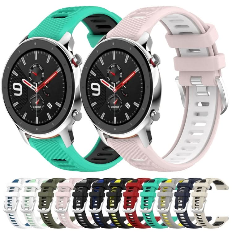 22mm Cross Texture Two Color Silicone Steel Buckle Watch Band, Series 4