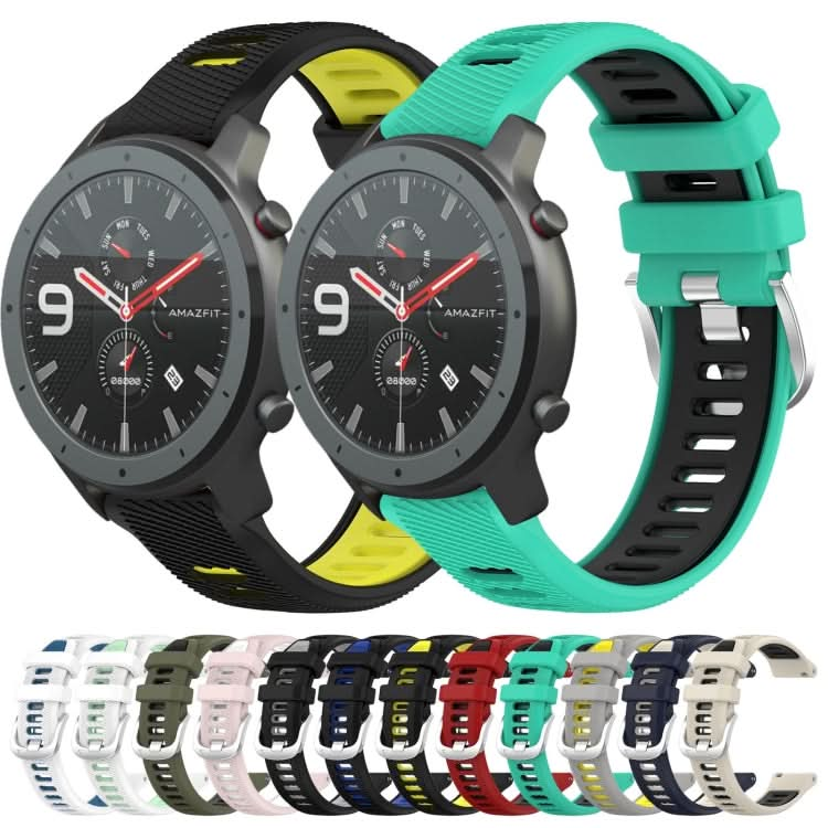 22mm Cross Texture Two Color Silicone Steel Buckle Watch Band, Series 2