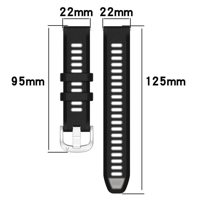 22mm Sports Two-Color Steel Buckle Silicone Watch Band, Series 1