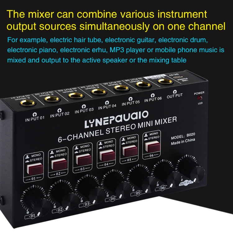 Mini 6-Channel Stereo Audio Mixer Musical Instrument Mixer Electric Wind Electric Guitar Electronic Piano Drums Mixer Reluova