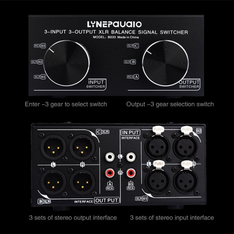 3 Input To 3 Output Fully Balanced XLR Signal Passive Stereo Selector Switch Switcher