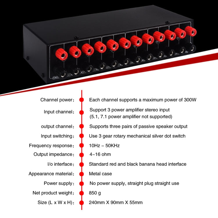 3 Input 3 Output Power Amplifier And Speaker Switcher Speaker Switch Splitter Comparator 300W Per Channel Without Loss Of Sound Quality Reluova