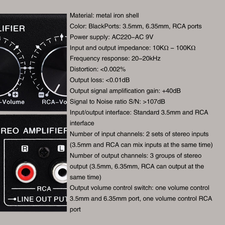 Pre-Stereo Signal Amplifier Volume Booster Headphones Active Speaker Preamp Audio Amplifier