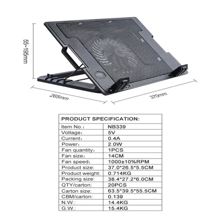 NB339 USB Desktop 5-Gear Adjustable Height Laptop Cooling Base My Store