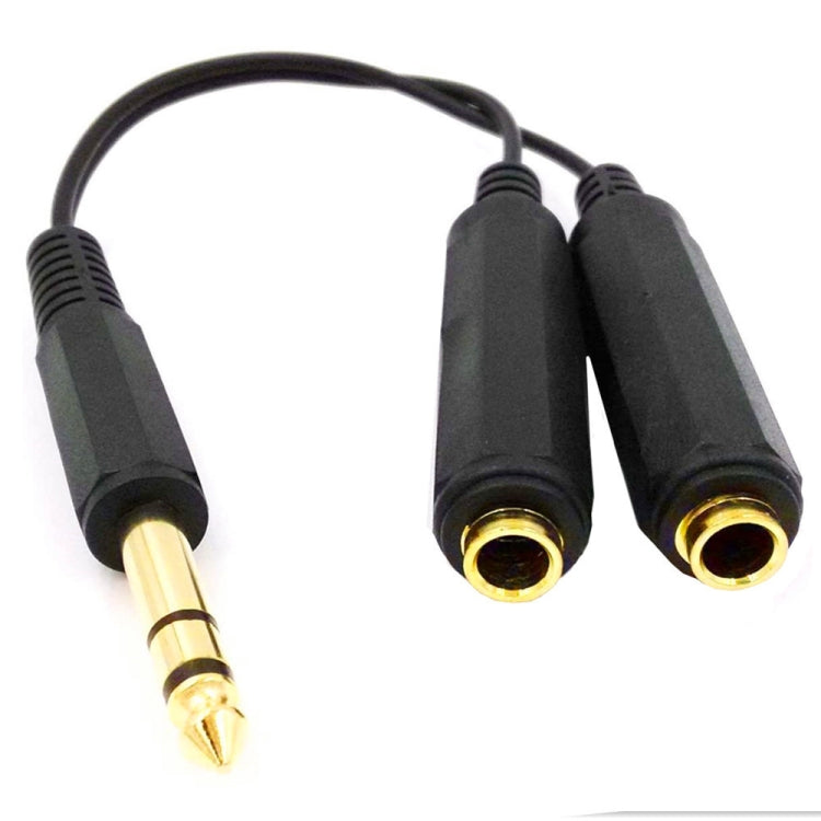 JUNSUNMAY 6.35mm 1/4 inch Male to Dual Female Stereo Audio Jack Adapter Cable, Length: 20cm