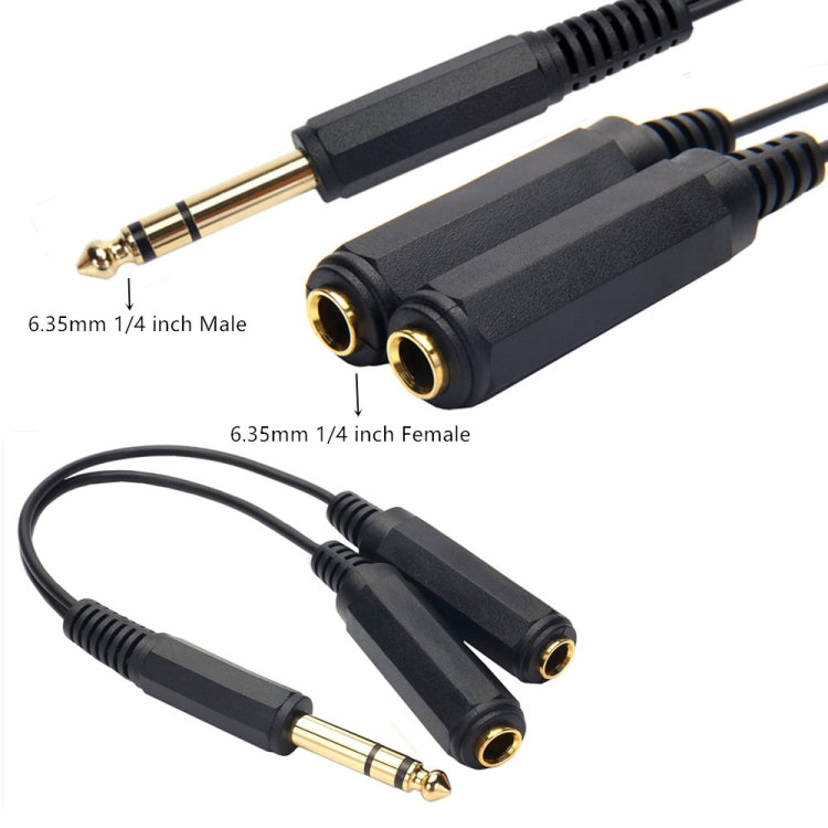 JUNSUNMAY 6.35mm 1/4 inch Male to Dual Female Stereo Audio Jack Adapter Cable, Length: 20cm Reluova