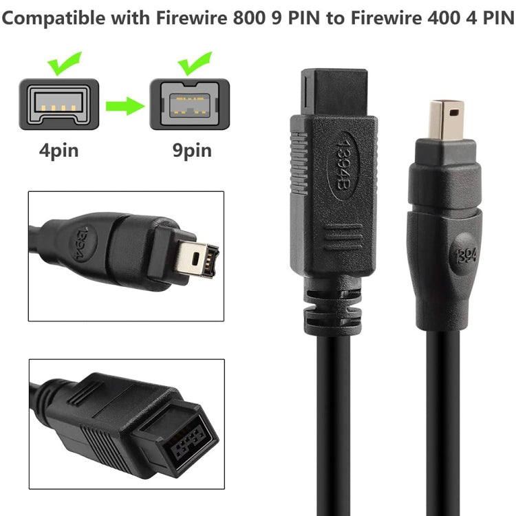 JUNSUNMAY FireWire High Speed Premium DV 800 9 Pin Male To FireWire 400 4 Pin Male IEEE 1394 Cable My Store