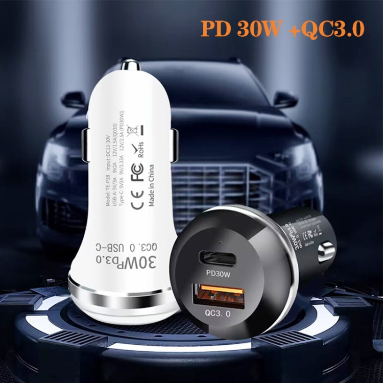 P28 USB-C PD30W + QC3.0 18W USB Dual Port Car Charger