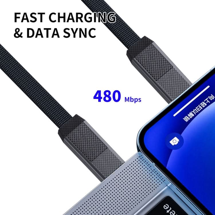 ENKAY ENK-CB134 4-in-1 60W USB-A / Type-C to 8 Pin / Type-C Nylon Braided Magnetic Fast Charging Data Cable