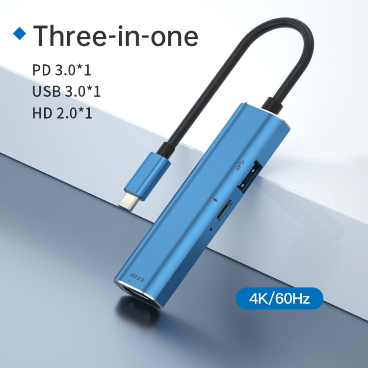 V264 3 in 1 USB-C / Type-C to USB3.0 + PD3.0 + HD2.0 3-Ports Multi Splitter Adapter OTG HUB