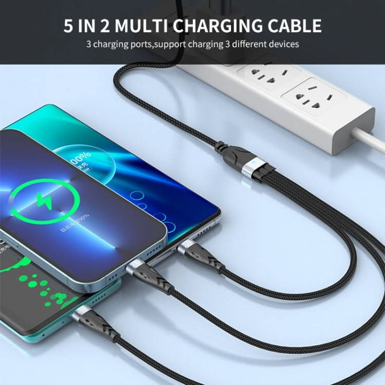 ENKAY ENK-CB135 5-in-1 65W USB-A & USB-C to 8 Pin / Type-C / Micro USB Multifunctional Charging Cable with Indicator Light