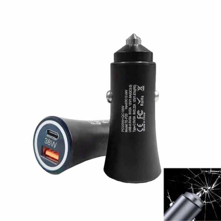 P20 38W PD3.0 20W + QC3.0 USB Safety Hammer Car Charger