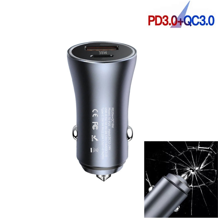 P20 38W PD3.0 20W + QC3.0 USB Safety Hammer Car Charger