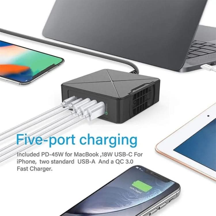 PD-75 Desktop PD Type-C USB QC 3.0 Fast Mobile Phone Charging Station Wireless Charger