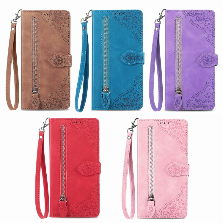 Embossed Flower Zipper Leather Phone Case, Series 1 My Store