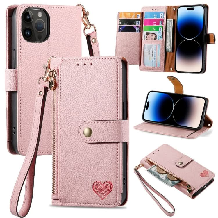 Love Zipper Lanyard Leather Phone Case, Series 4