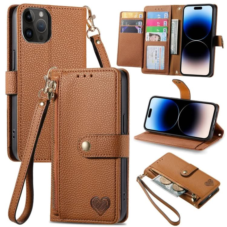 Love Zipper Lanyard Leather Phone Case, Series 4