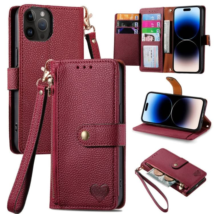 Love Zipper Lanyard Leather Phone Case, Series 4