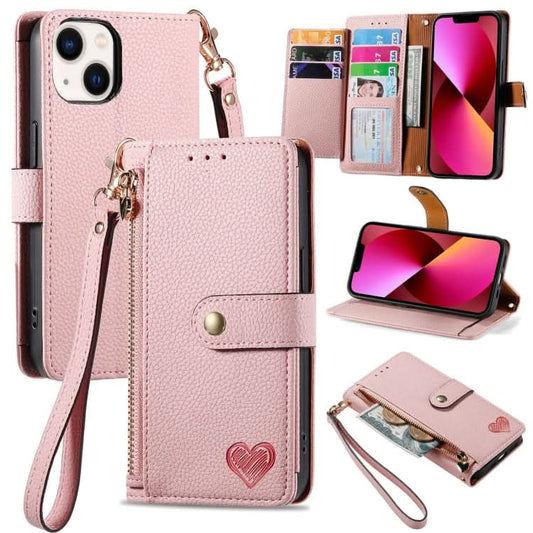 Love Zipper Lanyard Leather Phone Case, Series 6