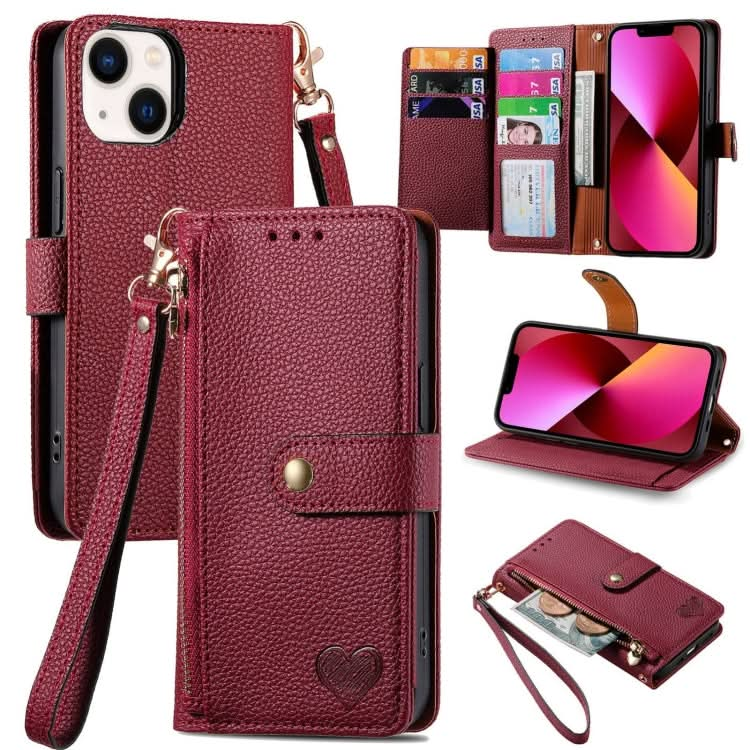 Love Zipper Lanyard Leather Phone Case, Series 6