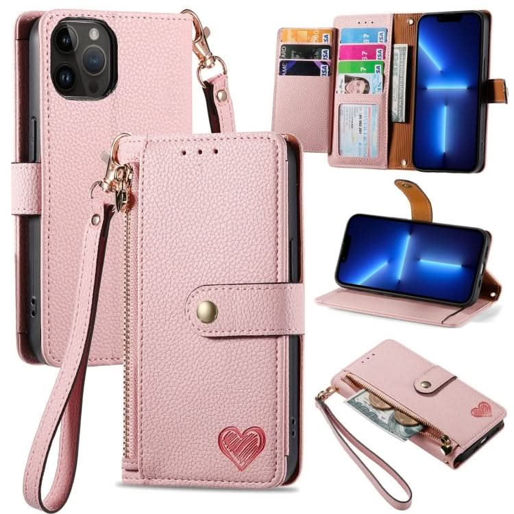 Love Zipper Lanyard Leather Phone Case, Series 1