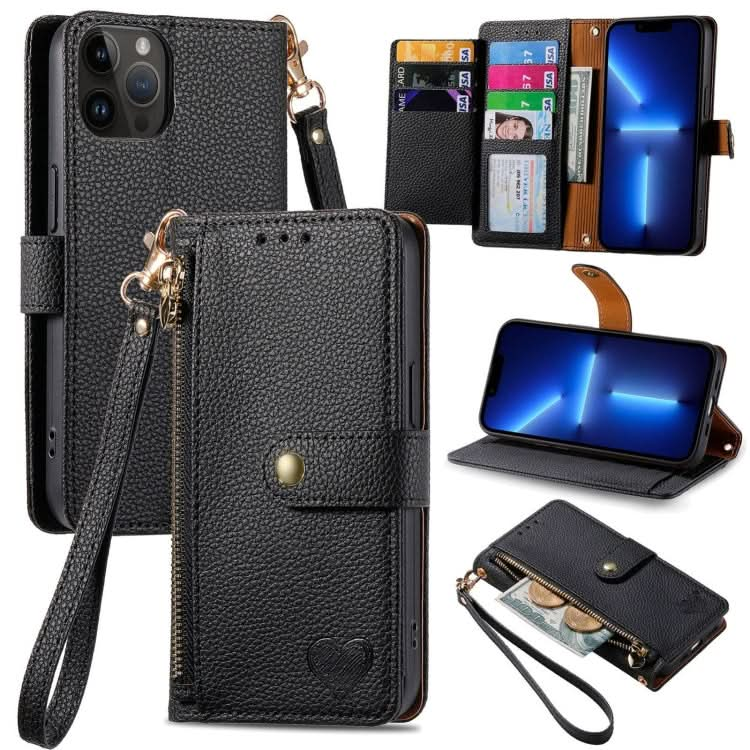 Love Zipper Lanyard Leather Phone Case, Series 1