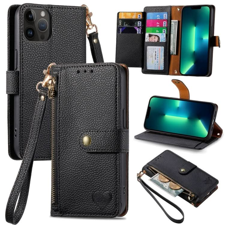 Love Zipper Lanyard Leather Phone Case, Series 2