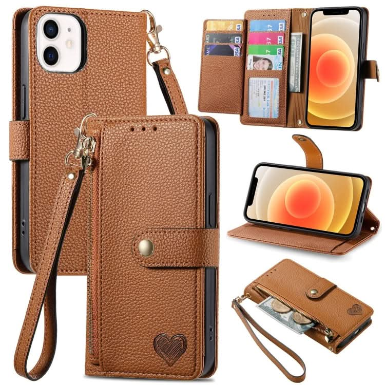 Love Zipper Lanyard Leather Phone Case, Series 6