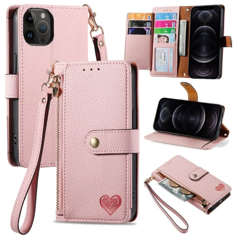 Love Zipper Lanyard Leather Phone Case, Series 4