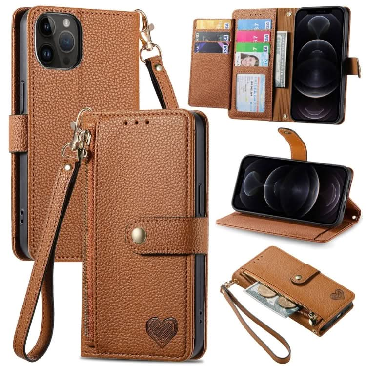 Love Zipper Lanyard Leather Phone Case, Series 4