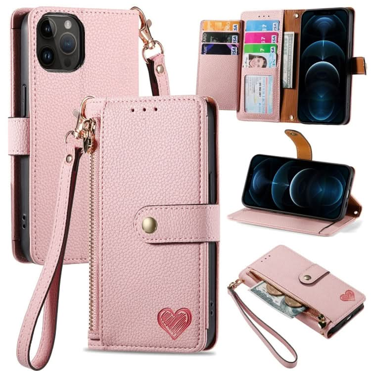 Love Zipper Lanyard Leather Phone Case, Series 3