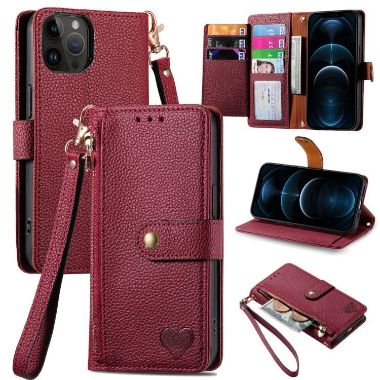 Love Zipper Lanyard Leather Phone Case, Series 3