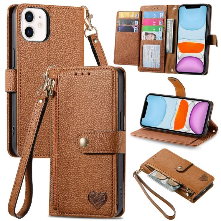 Love Zipper Lanyard Leather Phone Case, Series 1