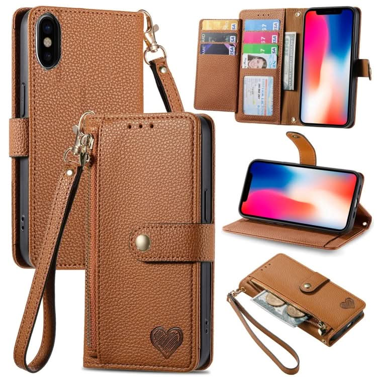 Love Zipper Lanyard Leather Phone Case, Series 2